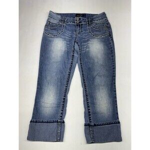 Angels Capri Jeans Youth 9 Blue Denim Low Rise Zip Fly Cuffed Measures 30x23